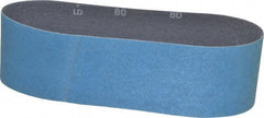 Norton - 3" Wide x 24" OAL, 80 Grit, Zirconia Alumina Abrasive Belt - Zirconia Alumina, Medium, Coated, Y Weighted Cloth Backing, Series 3X - Best Tool & Supply