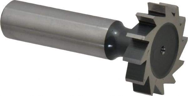 Interstate - 1-1/8" Diam x 1/4" Face Width, Cobalt, 12 Teeth, Shank Connection Woodruff Keyseat Cutter - Uncoated, 2-1/4" OAL x 1/2" Shank, Straight Teeth, ANSI 809, Old Standard 18 - Best Tool & Supply