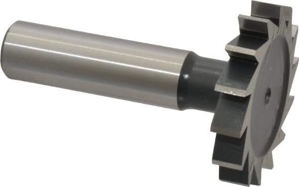 Interstate - 1-1/2" Diam x 1/4" Face Width, Cobalt, 16 Teeth, Shank Connection Woodruff Keyseat Cutter - Uncoated, 2-1/4" OAL x 1/2" Shank, Straight Teeth, ANSI 812, Old Standard 24 - Best Tool & Supply