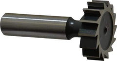 Interstate - 1-1/4" Diam x 3/8" Face Width, High Speed Steel, 14 Teeth, Shank Connection Woodruff Keyseat Cutter - Uncoated, 2-3/8" OAL x 1/2" Shank, Straight Teeth, ANSI 1210, Old Standard E - Best Tool & Supply