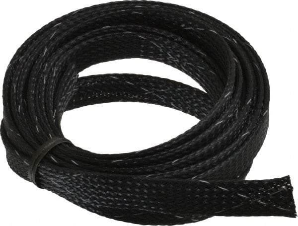 Techflex - Black/White Braided Expandable Cable Sleeve - 10' Coil Length, -103 to 257°F - Best Tool & Supply