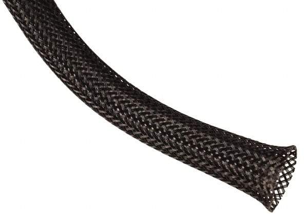 Techflex - Black Braided Expandable Cable Sleeve - 50' Coil Length, -103 to 257°F - Best Tool & Supply