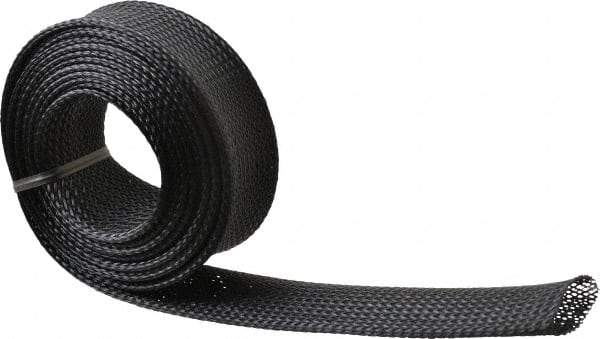 Techflex - Black Braided Expandable Cable Sleeve - 10' Coil Length, -103 to 257°F - Best Tool & Supply