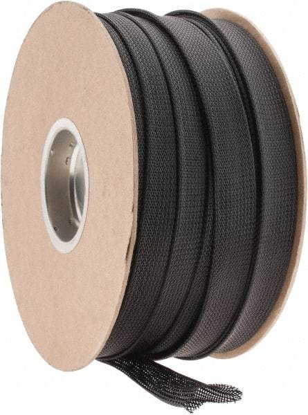 Techflex - Black Braided Expandable Cable Sleeve - 250' Coil Length, -103 to 257°F - Best Tool & Supply