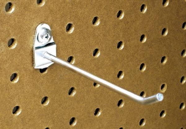 Triton - 3/16" Diam, 4" Long Single Angled End Pegboard Hook - 4-5/8" Projection, 30° Bend, 1/2" Bend Length, Steel - Best Tool & Supply