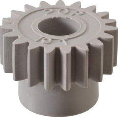 Made in USA - 20 Pitch, 0.95" Pitch Diam, 1.05" OD, 19 Tooth Spur Gear - 3/8" Face Width, 3/8" Bore Diam, 47/64" Hub Diam, 20° Pressure Angle, Acetal - Best Tool & Supply