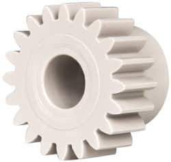 Made in USA - 20 Pitch, 1" Pitch Diam, 1.1" OD, 20 Tooth Spur Gear - 3/8" Face Width, 3/8" Bore Diam, 47/64" Hub Diam, 20° Pressure Angle, Acetal - Best Tool & Supply