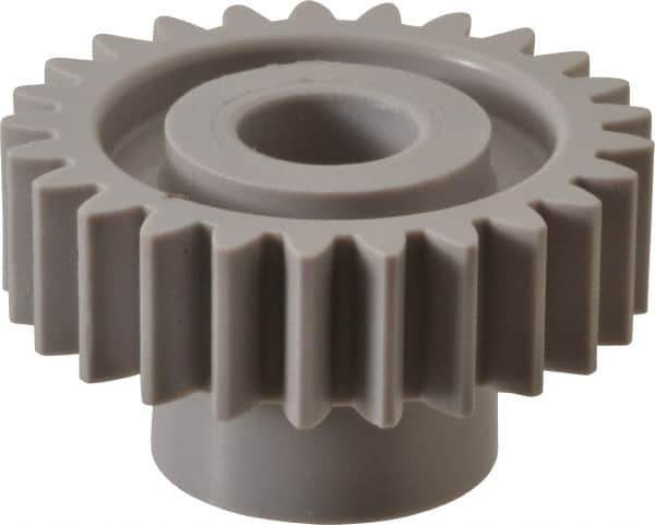 Made in USA - 20 Pitch, 1-1/4" Pitch Diam, 1.35" OD, 25 Tooth Spur Gear - 3/8" Face Width, 3/8" Bore Diam, 47/64" Hub Diam, 20° Pressure Angle, Acetal - Best Tool & Supply