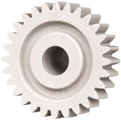 Made in USA - 20 Pitch, 1.4" Pitch Diam, 1.4" OD, 28 Tooth Spur Gear - 3/8" Face Width, 3/8" Bore Diam, 47/64" Hub Diam, 20° Pressure Angle, Acetal - Best Tool & Supply