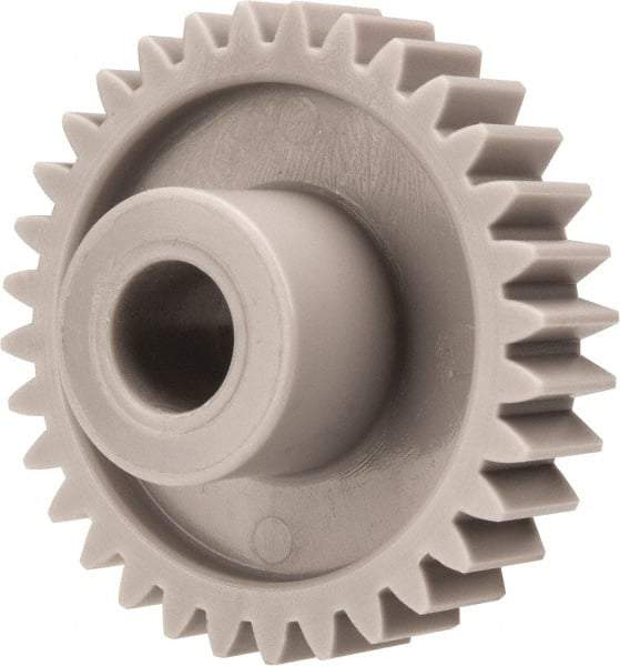 Made in USA - 20 Pitch, 1.6" Pitch Diam, 1.7" OD, 32 Tooth Spur Gear - 3/8" Face Width, 3/8" Bore Diam, 47/64" Hub Diam, 20° Pressure Angle, Acetal - Best Tool & Supply