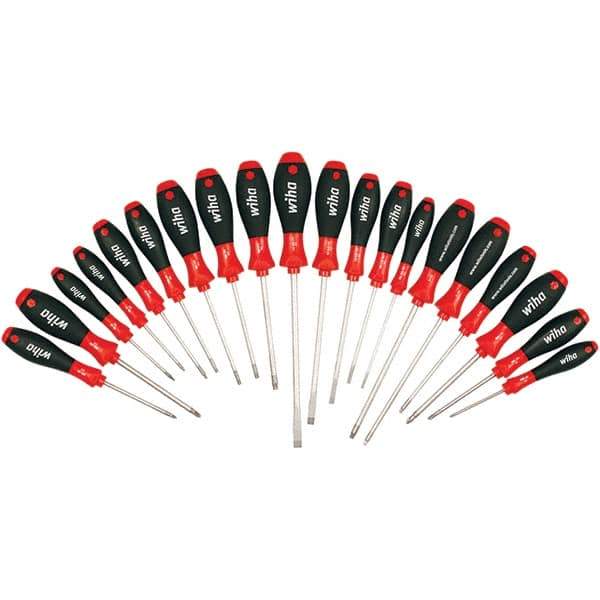 Wiha - 20 Piece Slotted, Phillips, Torx, Square & Pozidriv Screwdriver Set - Bit Sizes: Philips #0, #1 & #2, Posidriv Point #1 & #2, Torx T-6, T-8, T-10, T-15, T-20, T-25 & T-30, Comes in Box - Best Tool & Supply