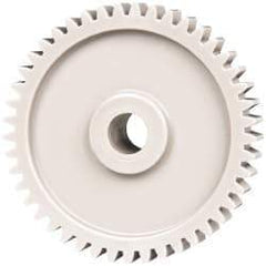 Made in USA - 20 Pitch, 2-1/4" Pitch Diam, 2.35" OD, 45 Tooth Spur Gear - 3/8" Face Width, 3/8" Bore Diam, 47/64" Hub Diam, 20° Pressure Angle, Acetal - Best Tool & Supply