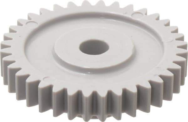 Made in USA - 24 Pitch, 1-1/2" Pitch Diam, 1.583" OD, 36 Tooth Spur Gear - 1/4" Face Width, 1/4" Bore Diam, 5/8" Hub Diam, 20° Pressure Angle, Acetal - Best Tool & Supply