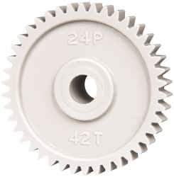 Made in USA - 48 Pitch, 1-3/4" Pitch Diam, 1.833" OD, 42 Tooth Spur Gear - 1/4" Face Width, 5/16" Bore Diam, 43/64" Hub Diam, 20° Pressure Angle, Acetal - Best Tool & Supply