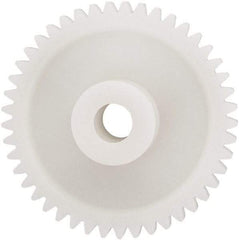 Made in USA - 24 Pitch, 1-7/8" Pitch Diam, 1.958" OD, 45 Tooth Spur Gear - 1/4" Face Width, 5/16" Bore Diam, 43/64" Hub Diam, 20° Pressure Angle, Acetal - Best Tool & Supply