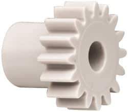 Made in USA - 32 Pitch, 1/2" Pitch Diam, 9/16" OD, 16 Tooth Spur Gear - 3/16" Face Width, 5/32" Bore Diam, 11/32" Hub Diam, 20° Pressure Angle, Acetal - Best Tool & Supply