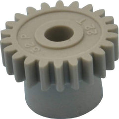 Made in USA - 32 Pitch, 11/16" Pitch Diam, 3/4" OD, 22 Tooth Spur Gear - 3/16" Face Width, 3/16" Bore Diam, 1/2" Hub Diam, 20° Pressure Angle, Acetal - Best Tool & Supply