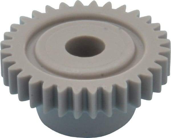 Made in USA - 32 Pitch, 1" Pitch Diam, 1-1/16" OD, 32 Tooth Spur Gear - 3/16" Face Width, 1/4" Bore Diam, 5/8" Hub Diam, 20° Pressure Angle, Acetal - Best Tool & Supply