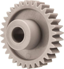 Made in USA - 32 Pitch, 1-3/16" Pitch Diam, 1-1/4" OD, 38 Tooth Spur Gear - 3/16" Face Width, 1/4" Bore Diam, 39/64" Hub Diam, 20° Pressure Angle, Acetal - Best Tool & Supply