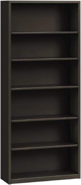 Hon - 6 Shelf, 81-1/8" High x 34-1/2" Wide Bookcase - 12-5/8" Deep, Steel, Charcoal - Best Tool & Supply