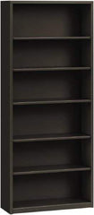 Hon - 6 Shelf, 81-1/8" High x 34-1/2" Wide Bookcase - 12-5/8" Deep, Steel, Charcoal - Best Tool & Supply