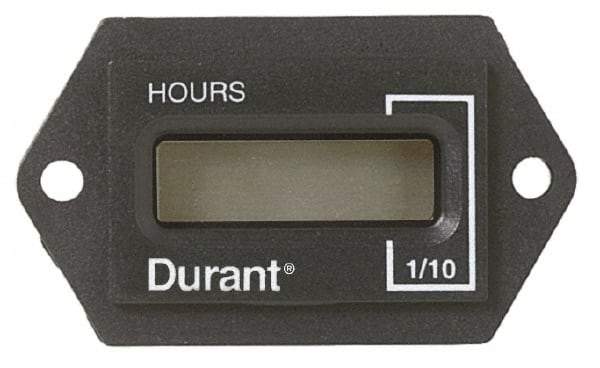 Durant - Supertwist LCD Display Hour Meter - 31.1mm High, 12VDC-60VAC Voltage, Solid State Hourmeter Rectangular - Best Tool & Supply