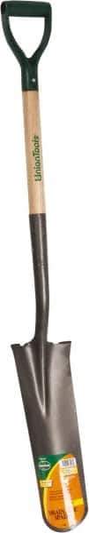 UnionTools - 16" High x 6" Wide Tapered Steel Spade - 27" Long Wood D-Grip Handle, Front Turned - Best Tool & Supply