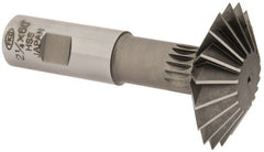 Interstate - 2-1/4° 2-1/4" Cut Diam, 3/4" Cut Width, 7/8" Shank, High Speed Steel Double-Angle Cutter - Best Tool & Supply