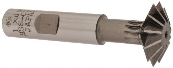 Interstate - 1° 1" Cut Diam, 5/16" Cut Width, 1/2" Shank, Cobalt Double-Angle Cutter - Best Tool & Supply