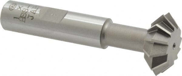 Interstate - 1° 1" Cut Diam, 3/8" Cut Width, 1/2" Shank, Cobalt Double-Angle Cutter - Best Tool & Supply