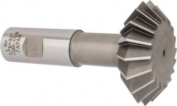 Interstate - 2-1/4° 2-1/4" Cut Diam, 3/4" Cut Width, 7/8" Shank, Cobalt Double-Angle Cutter - Best Tool & Supply