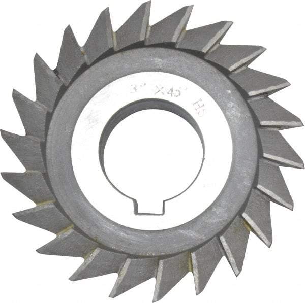 Value Collection - 3" Diam x 5/8" Width of Cut, 45° Included Angle, Arbor Connection, High Speed Steel Single Angle Cutter - Left Hand Cut, Oxide Finish - Best Tool & Supply