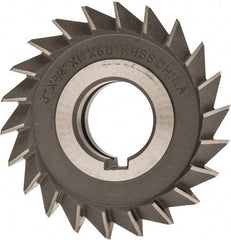 Value Collection - 3" Diam x 3/4" Width of Cut, 60° Included Angle, Arbor Connection, High Speed Steel Single Angle Cutter - Right Hand Cut, Oxide Finish - Best Tool & Supply