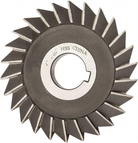 Value Collection - 4" Diam x 1/2" Width of Cut, 60° Included Angle, Arbor Connection, High Speed Steel Single Angle Cutter - Right Hand Cut, Oxide Finish - Best Tool & Supply