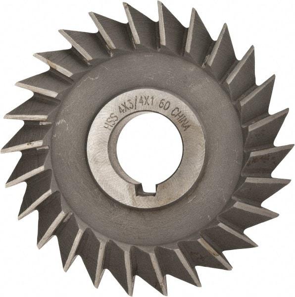 Value Collection - 4" Diam x 3/4" Width of Cut, 60° Included Angle, Arbor Connection, High Speed Steel Single Angle Cutter - Right Hand Cut, Oxide Finish - Best Tool & Supply