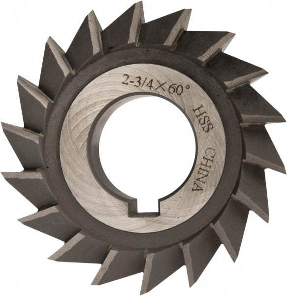 Value Collection - 2-3/4" Diam x 1/2" Width of Cut, 60° Included Angle, Arbor Connection, High Speed Steel Single Angle Cutter - Left Hand Cut, Oxide Finish - Best Tool & Supply