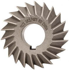 Value Collection - 3° 3" Cut Diam, 3/4" Cut Width, 1" Arbor, High Speed Steel Double-Angle Cutter - Best Tool & Supply