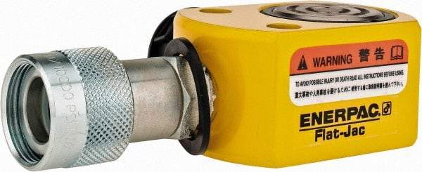 Enerpac - 10 Ton, 0.44" Stroke, 0.98 Cu In Oil Capacity, Portable Hydraulic Flat Body Cylinder - 2.24 Sq In Effective Area, 1.69" Lowered Ht., 2.13" Max Ht., 1.69" Cyl Bore Diam, 1.5" Plunger Rod Diam, 10,000 Max psi - Best Tool & Supply