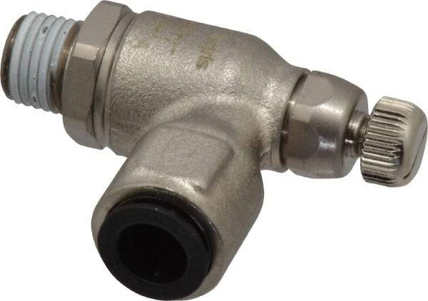 Legris - 3/8" Tube OD x 1/4" NPT Metal Flow Control Regulator - 0 to 145 psi & Treated Brass Material - Best Tool & Supply