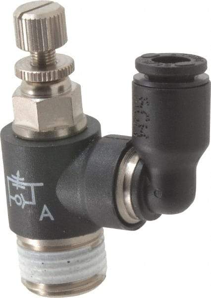 Legris - 5/32" OD x 1/8" NPT Miniature Swivel Outlet Flow Control Regulator - 0 to 145 psi & Nylon Material - Best Tool & Supply