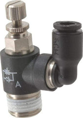 Legris - 5/32" OD x 1/8" NPT Miniature Swivel Outlet Flow Control Regulator - 0 to 145 psi & Nylon Material - Best Tool & Supply