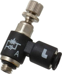 Legris - 1/8" OD x 10-32 UNF Miniature Flow Control Regulator - 0 to 145 psi & Nylon Material - Best Tool & Supply