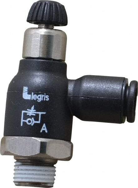 Legris - 6mm Tube OD x 1/8 Male BSPT Compact Meter Out Flow Control Valve - 14.5 to 145 psi, Nylon - Best Tool & Supply