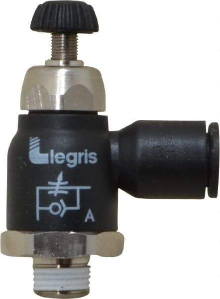 Legris - 8mm Tube OD x 1/8 Male BSPT Compact Meter Out Flow Control Valve - 14.5 to 145 psi, Nylon - Best Tool & Supply