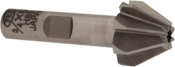 Interstate - 3/4" Large x 5/16" Small Diam, 17/32" Width of Cut, 60° Included Angle, High Speed Steel Face Angle Cutter - 3/8" Shank Diam, 2-3/32" Overall Length, Weldon Flat - Best Tool & Supply