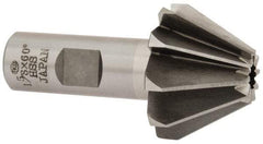 Interstate - 1-5/8" Large x 5/8" Small Diam, 1-1/16" Width of Cut, 60° Included Angle, High Speed Steel Face Angle Cutter - 3/4" Shank Diam, 3-1/16" Overall Length, Weldon Flat - Best Tool & Supply