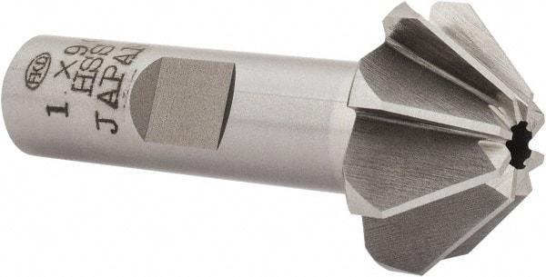 Interstate - 1" Large x 3/8" Small Diam, 7/16" Width of Cut, 90° Included Angle, High Speed Steel Face Angle Cutter - 1/2" Shank Diam, 2-3/16" Overall Length, Weldon Flat - Best Tool & Supply