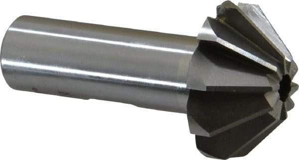 Interstate - 1-1/4" Large x 1/2" Small Diam, 17/32" Width of Cut, 90° Included Angle, High Speed Steel Face Angle Cutter - 5/8" Shank Diam, 2-13/32" Overall Length, Weldon Flat - Best Tool & Supply