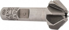 Interstate - 3/4" Large x 5/16" Small Diam, 3/8" Width of Cut, 90° Included Angle, Cobalt Face Angle Cutter - 3/8" Shank Diam, 1-15/16" Overall Length, Weldon Flat - Best Tool & Supply