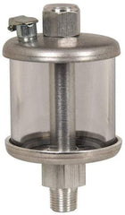 LDI Industries - 1 Outlet, Polymer Bowl, 40.7 mL No Flow Control Oil Reservoir - 1/4 NPTF Outlet, 1-3/4" Diam x 2-61/64" High, 60°C Max - Best Tool & Supply